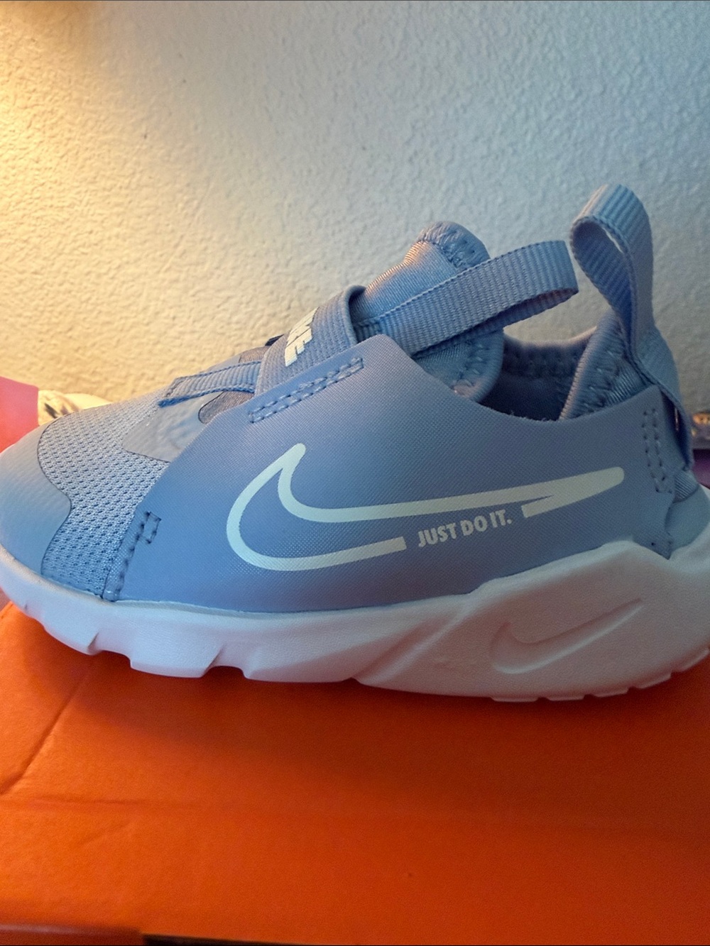 Nike Kids Light Blue and White Slip-On Running Sneakers